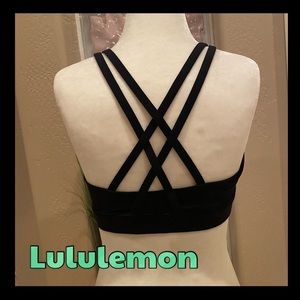 Lululemon Black sports bra with strappy racer back.